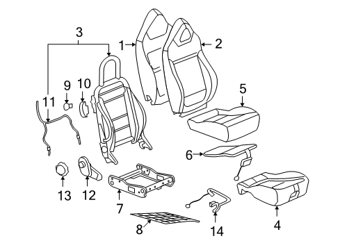 2010 Saturn Sky Front Seat Components Harness Asm-Passenger Seat Belt Front Pass Presen Diagram for 15242070