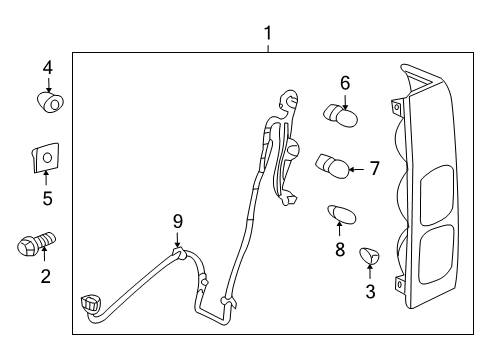 2009 Hummer H3T Tail Lamps Tail Lamp Assembly Upper Retainer Diagram for 11562421