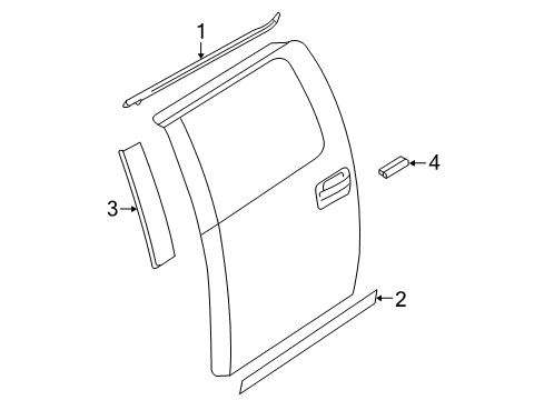 2010 Ford F-150 Exterior Trim - Rear Door Side Molding Diagram for 9L3Z-1625532-A