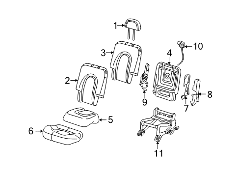 2003 Lincoln Aviator Rear Seat Components Seat Cushion Pad Diagram for 2C5Z-7863840-AA