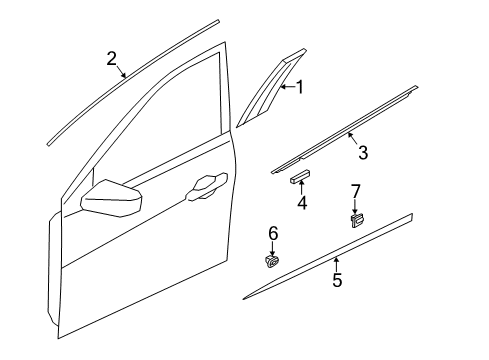 2013 Hyundai Azera Exterior Trim - Front Door Moulding Assembly-Front Door Frame, LH Diagram for 82850-3V000