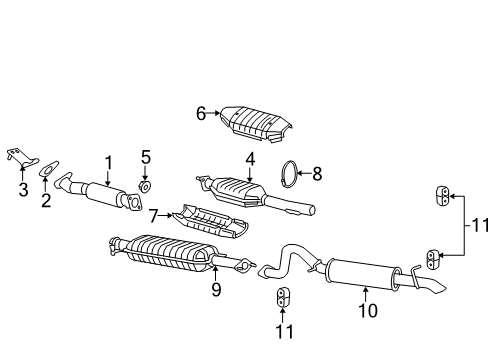 2008 Ford Escape Exhaust Components Resonator W/Pipe Diagram for 5L8Z-5A212-AC
