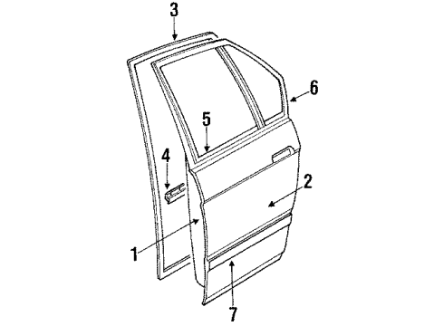 1994 Chevrolet Lumina Rear Door & Components, Exterior Trim Molding Asm-Rear Side Door Center *Black Diagram for 10134629
