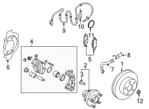 2008 Infiniti EX35 Front Brakes Baffle Plate Diagram for 41151-9Y000