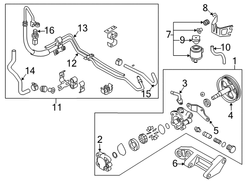 2007 Infiniti G35 P/S Pump & Hoses, Steering Gear & Linkage Power Steering Pump Assembly Diagram for 49110-CM40A