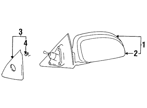 1998 Hyundai Elantra Outside Mirrors Mirror Assembly-Outside Rear View, LH Diagram for 87605-29150-CA
