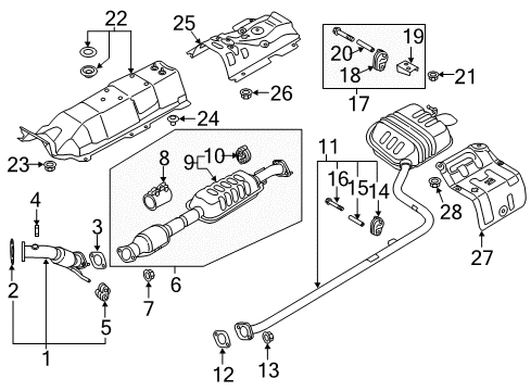 2019 Kia Optima Exhaust Components Front Muffler Assembly Diagram for 28610-C2600