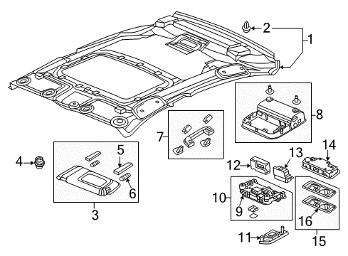 2016 Acura RLX Interior Trim - Roof Base (Max Ivory) Diagram for 34403-TY2-A01ZA