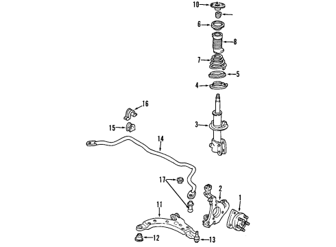 2004 Buick Century Front Suspension Components, Lower Control Arm, Stabilizer Bar Insulator-Front Stabilizer Shaft *White Diagram for 10292499