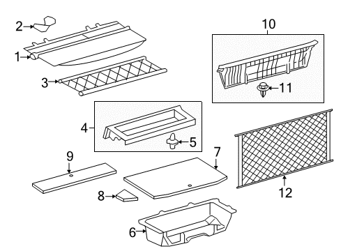 2012 Toyota RAV4 Interior Trim - Rear Body Cargo Net Diagram for PT731-42100