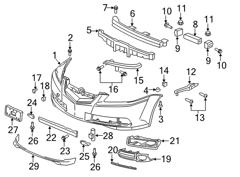 2007 Acura TL Automatic Temperature Controls Face, Front Bumper (Dot) Diagram for 04711-SEP-A80ZZ