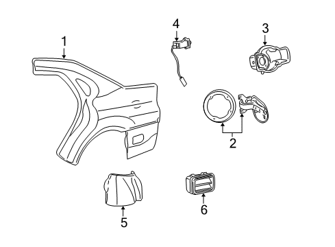 2000 Mercury Sable Fuel Door Fuel Pocket Diagram for YF4Z5427936AA