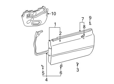 2002 Toyota Solara Door & Components Belt Weatherstrip Diagram for 75710-06040