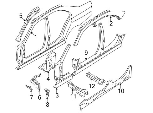 2001 BMW 525i Center Pillar & Rocker, Hinge Pillar, Floor, Uniside Left Dashboard Bracket Diagram for 41138158249