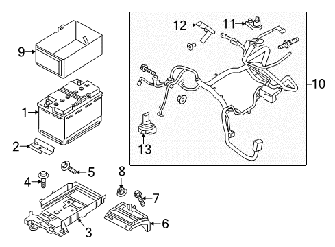 2020 Ford Edge Battery Positive Cable Diagram for K2GZ-14300-B