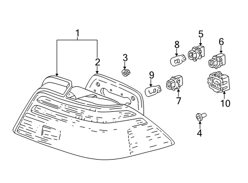 2003 Acura RL Tail Lamps Lamp Unit, Passenger Side Tail Diagram for 33501-SZ3-A11