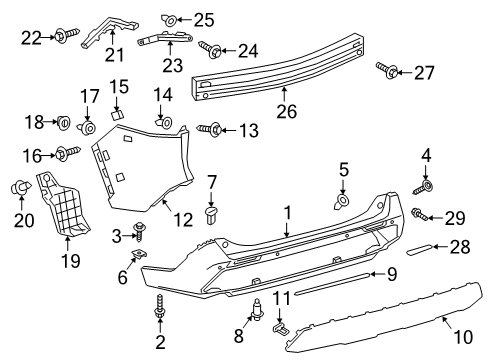 2020 Toyota RAV4 Rear Bumper Pad Screw Diagram for 90159-A0059