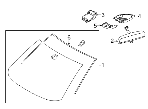 2017 Toyota Yaris iA Windshield Glass, Reveal Moldings Windshield Diagram for 56101-WB006