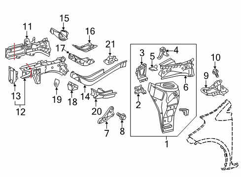 2013 Scion iQ Structural Components & Rails Bolt, W/Washer Diagram for 90119-A0183