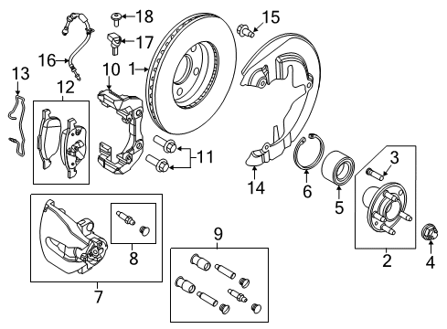 2013 Ford Focus Front Brakes Splash Shield Diagram for CV6Z-2K004-D