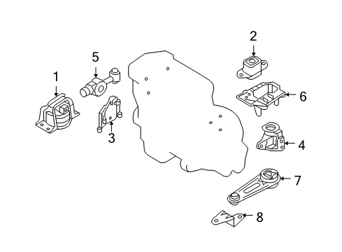 2007 Nissan Versa Engine & Trans Mounting Engine Mount Bracket, Right Diagram for 11232-EL00B