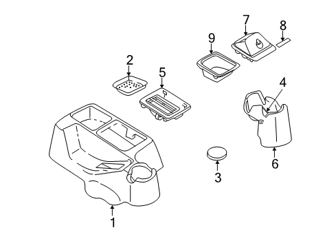 1999 Jeep Wrangler Console Console-Floor Diagram for SJ861AZAA