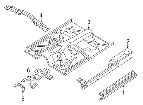 2001 Nissan Frontier Rocker, Floor Floor Front Diagram for 74312-9Z231