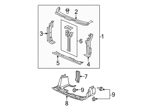 2007 Honda Fit Radiator Support Shield, FR. Splash Diagram for 74111-SLN-A00