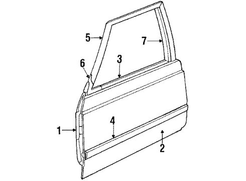 1986 Honda Civic Front Door Protector, R. FR. Door Diagram for 75812-SB6-962