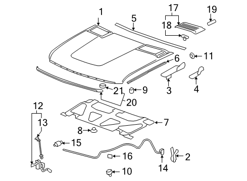 2010 Chevrolet Silverado 2500 HD Hood & Components, Exterior Trim Molding Retainer Diagram for 11561788