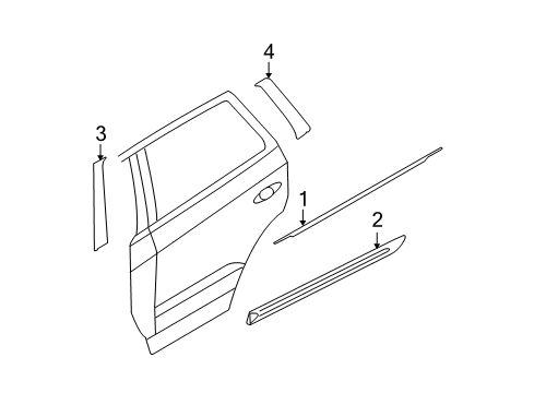 2007 Hyundai Santa Fe Exterior Trim - Rear Door Weatherstrip Assembly-Rear Door Belt Outside RH Diagram for 83220-2B000