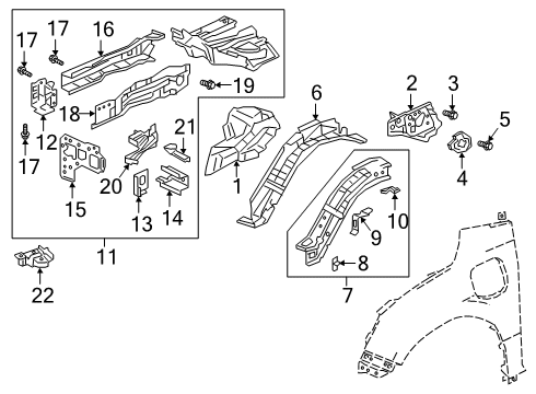 2018 Honda Clarity Structural Components & Rails Bolt, Flange (10X20) Diagram for 90101-T5A-900