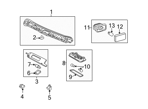 2007 Toyota Solara Interior Trim - Convertible Top Sunvisor Diagram for 74310-06450-C0