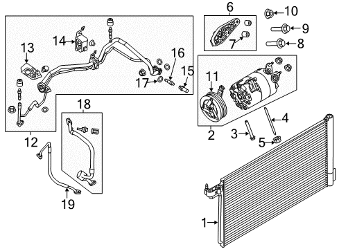 2013 Ford Focus A/C Condenser, Compressor & Lines Front Pressure Hose Rear Bracket Diagram for CV6Z-19812-C