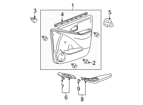 2010 Toyota Yaris Rear Door Door Trim Panel Diagram for 67610-52J20-B1