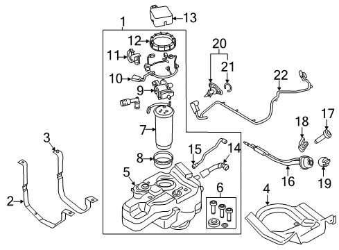 2015 Ford Transit-150 Diesel Aftertreatment System Reservoir Rear Bracket Diagram for CK4Z-5J231-B