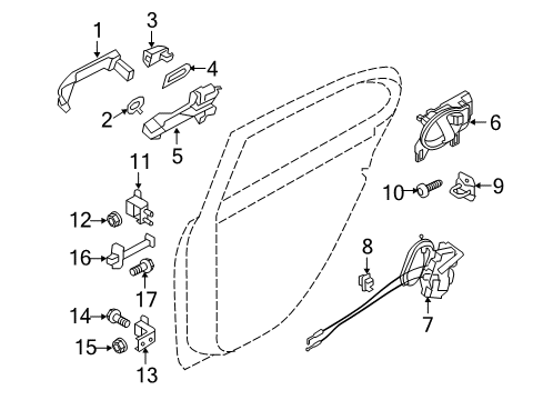 2012 Nissan Versa Rear Door - Lock & Hardware Rear Door Lock Actuator Motor, Right Diagram for 82500-3AW5A