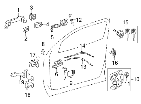 2020 Toyota Tundra Front Door Handle, Outside Diagram for 69210-0C040-D0