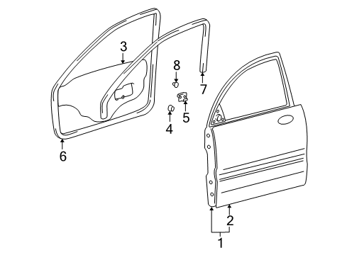 2005 Hyundai Santa Fe Front Door Weatherstrip Assembly-Front Door Opening, RH Diagram for 82120-26000-YD