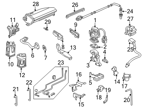 1998 Acura RL Emission Components Valve Assembly, Pcv Diagram for 17130-PY3-003