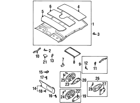 2001 Daewoo Leganza Sunroof Trunk Lamp Assembly Diagram for 94535591