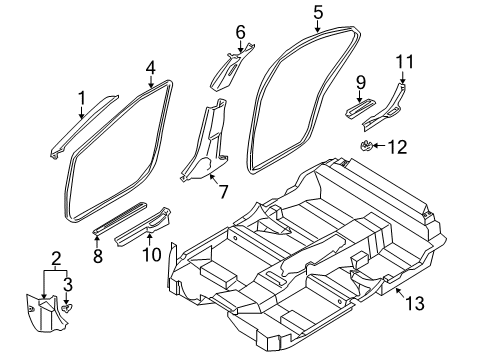 2006 Nissan Sentra Interior Trim - Pillars, Rocker & Floor Grommet Diagram for 76959-4Z000