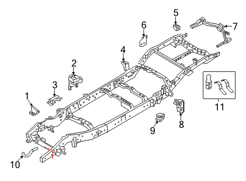 2021 Nissan Titan Frame & Components Bracket Assembly-STABILIZER Mounting, LH Diagram for 50431-EZ00A
