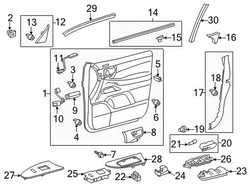 2014 Lexus LX570 Rear Door Master Switch Assembly Diagram for 84040-50120