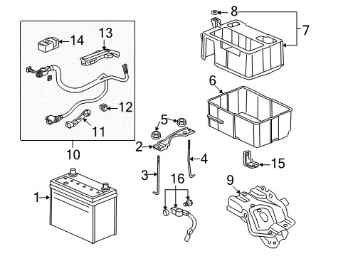 2013 Acura TL Battery Tray, Battery Diagram for 31522-TK4-A10