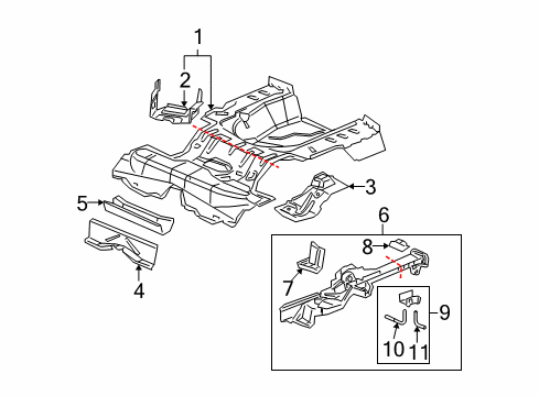 Diagram for 2009 Pontiac G5 Rear Body - Floor & Rails