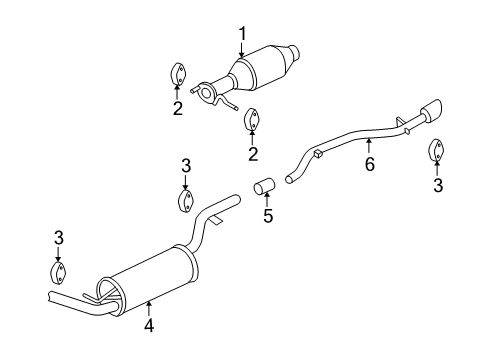 2007 Ford Focus Exhaust Components Tailpipe Diagram for 6S4Z-5255-CA