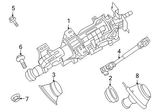 2007 Nissan Altima Steering Column & Wheel, Steering Gear & Linkage Joint Assembly-Steering, Lower Diagram for 48080-JA000