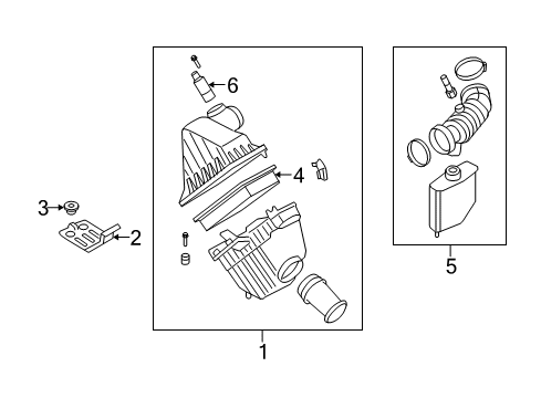 2007 Ford Freestyle Powertrain Control Air Cleaner Assembly Mount Bracket Diagram for 5F9Z-9647-AA