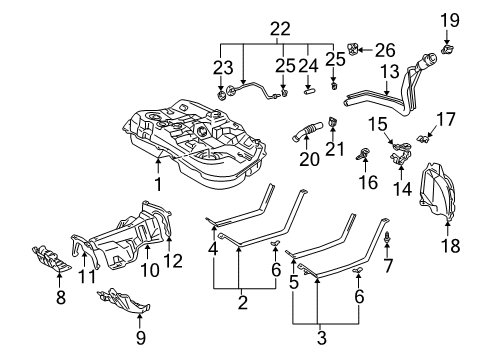 2000 Lexus RX300 Fuel System Components Bracket, Fuel Tank Protector, Upper NO.2 Diagram for 64132-33010